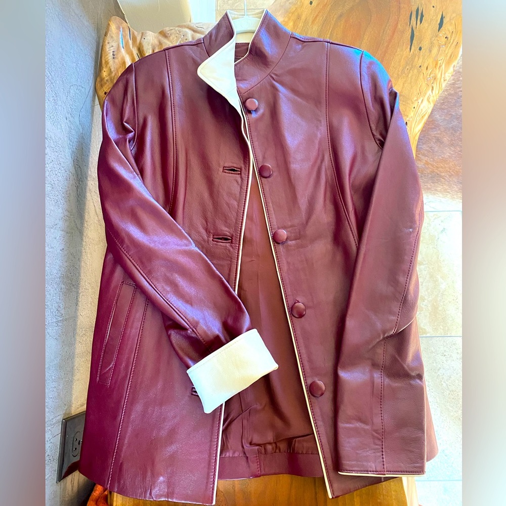 Burgundy leather jacket